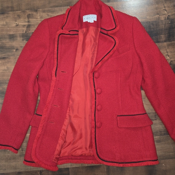 Vintage Saks Fifth Avenue Folio Collection Red Tweed Blazer 🔥 - Picture 2 of 7